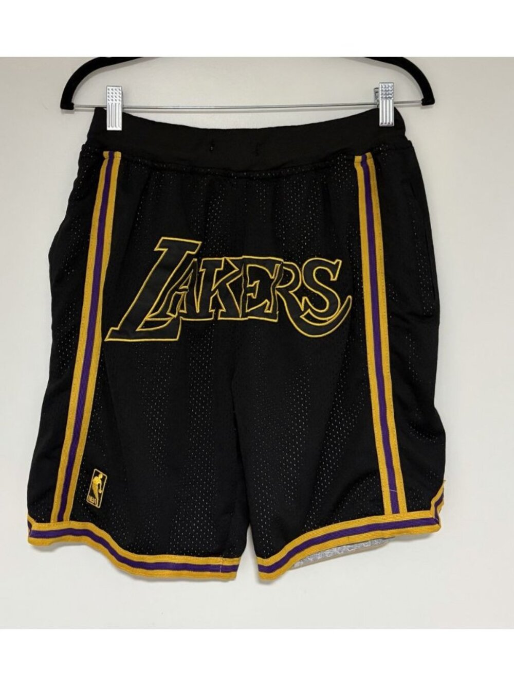 Just Don Lakers NBA Shorts Black Mesh Gold Purple Retro Basketball Size Large